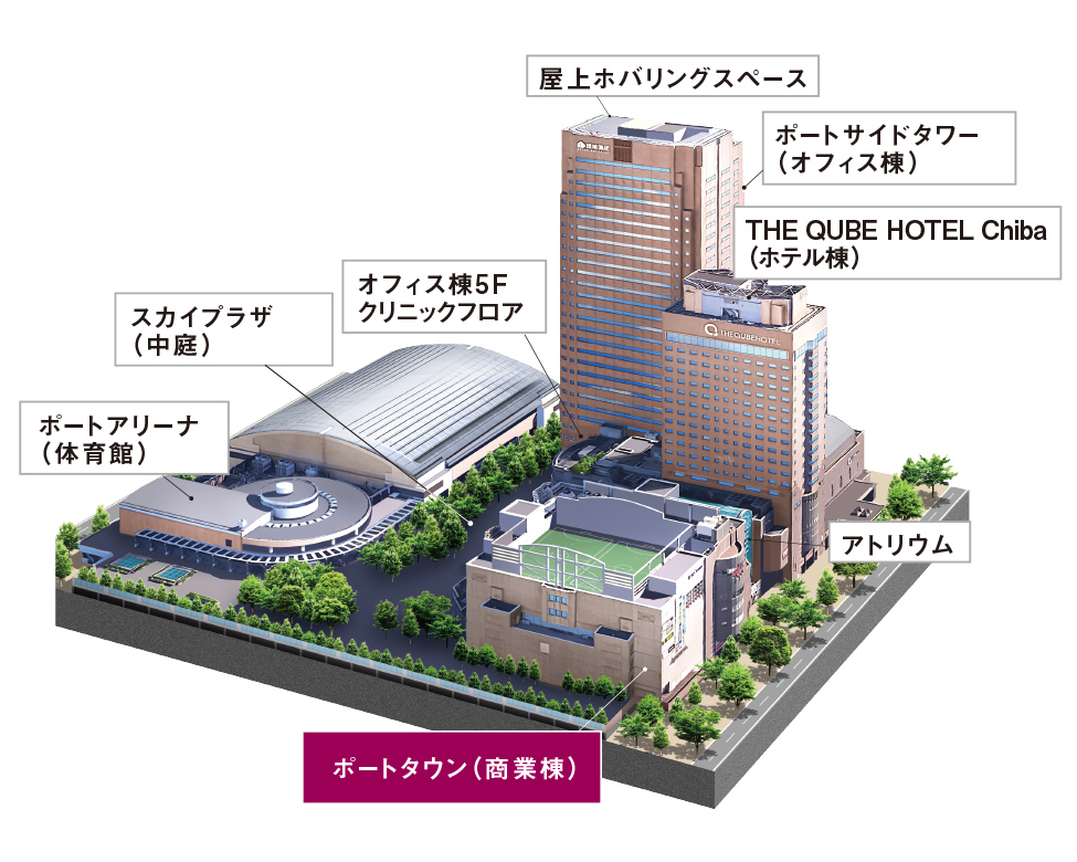 千葉ポートスクエア概念図(徒歩4分・約280m)