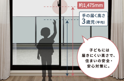 バルコニー側クレセント高さ約1,475mm