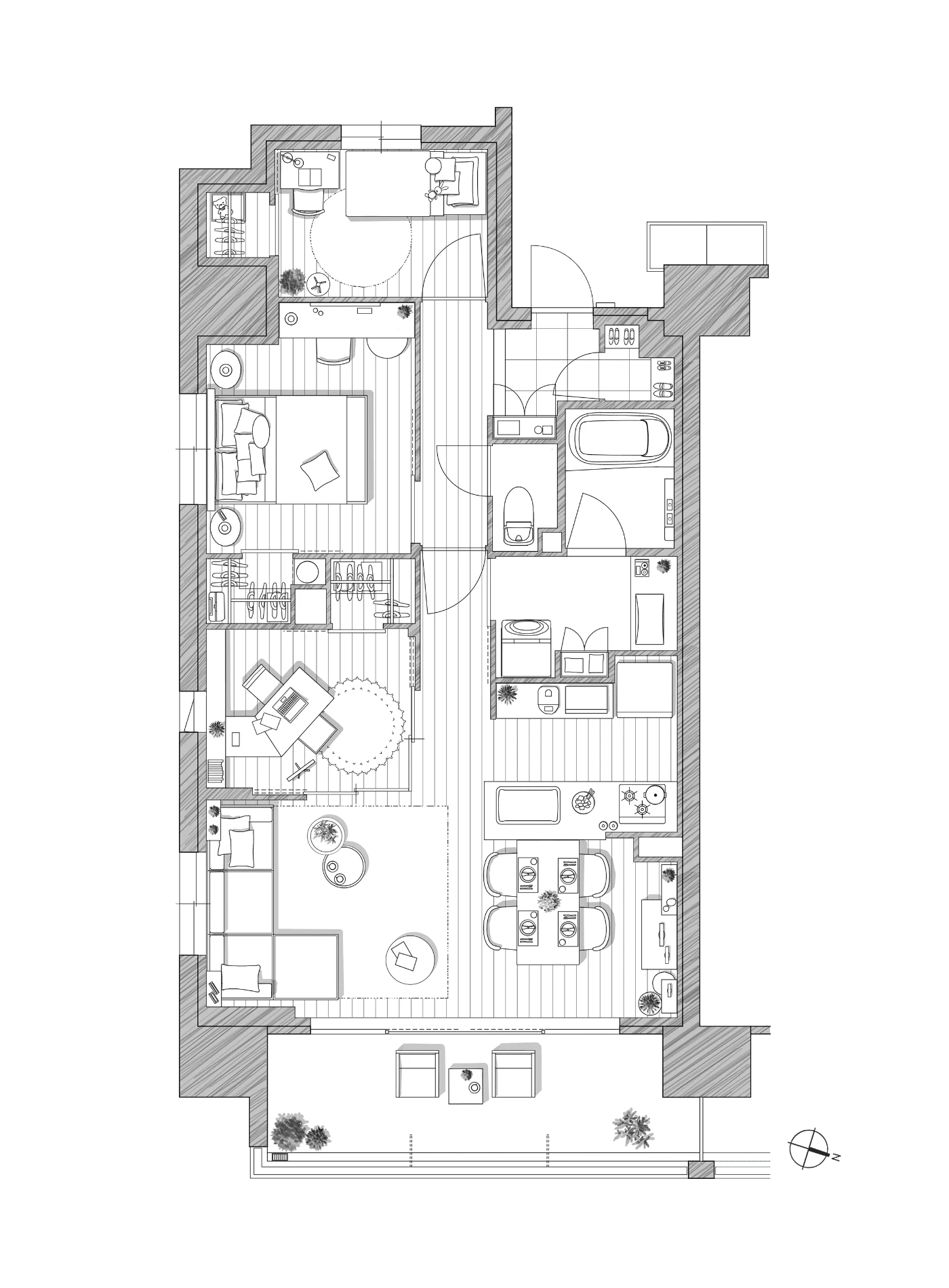 Aタイプ 家具付き間取り図