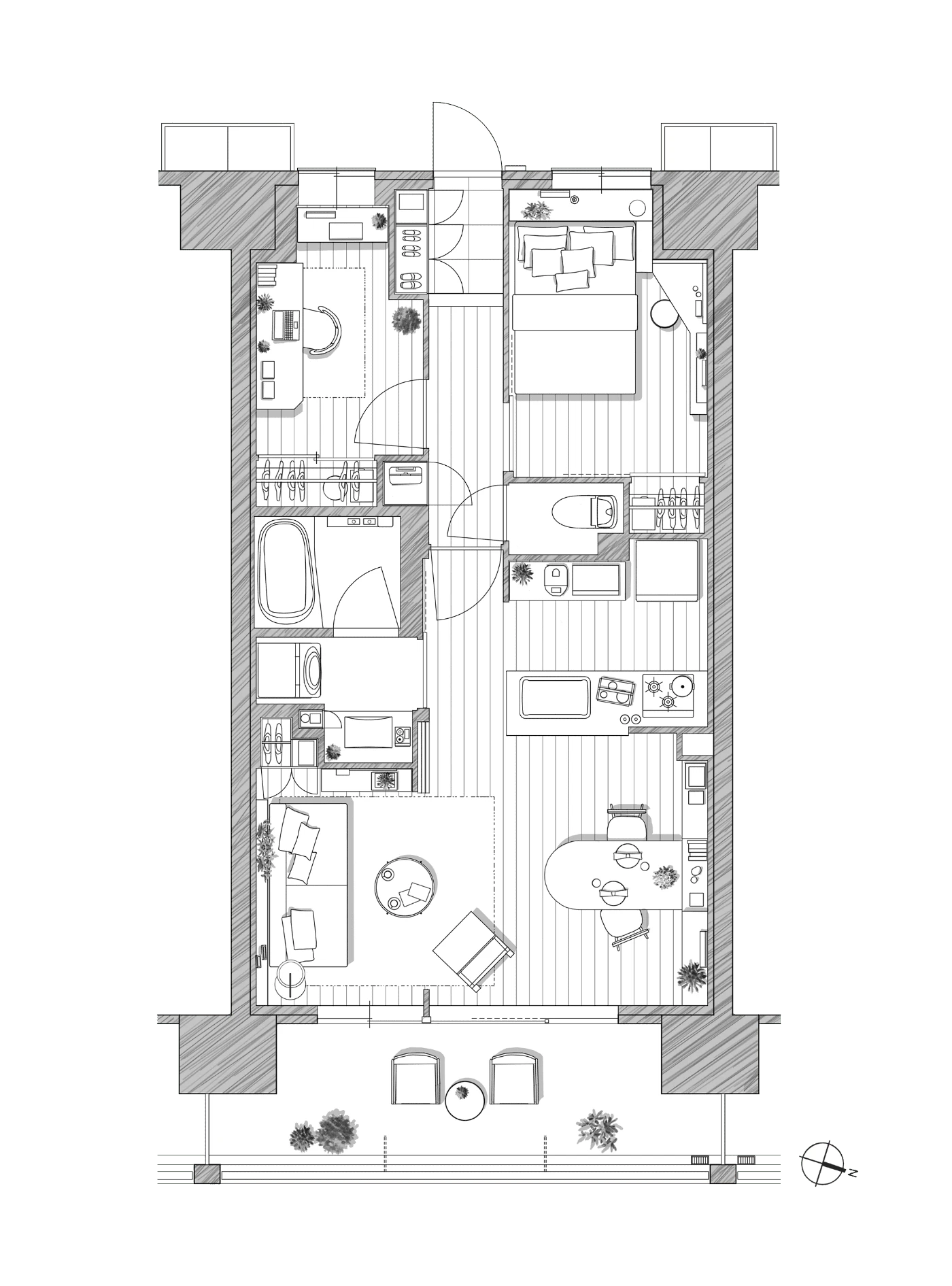 Dタイプ 家具付き間取り図